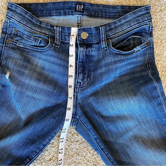 GAP dark indigo denim skinny distressed jeans. Women's 26 regular - Picture 12 of 13